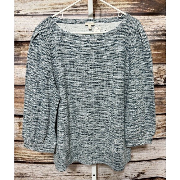 Talbots Women’s Sz XL Green White 3/4 Sleeve Top New - Picture 4 of 10